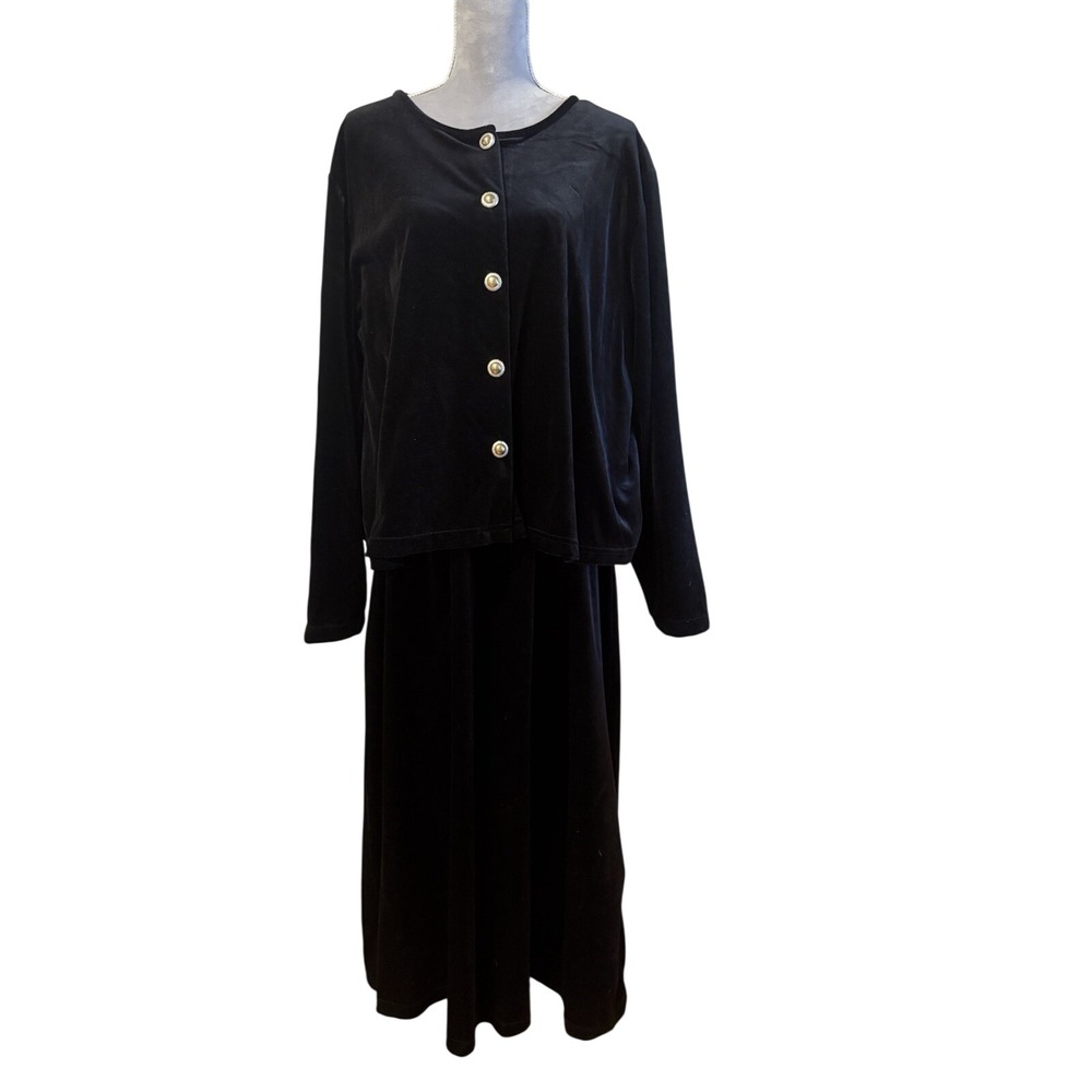 Vintage DIANE VON FURSTENBERG THE COLOR AUTHORITY Black Velvet Dress 3X 90s‎ Y2K